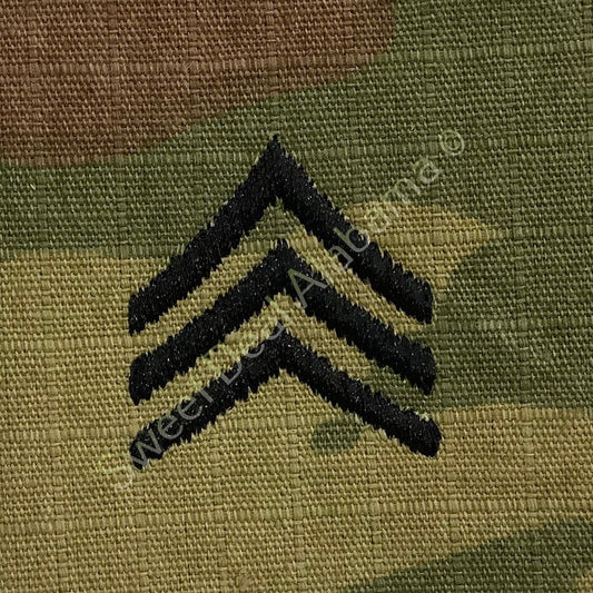 Embroidered Sergeant E-5 OCP Sew-On Rank Uniform Insignia, Multi-Camo, 2"H x 2"W