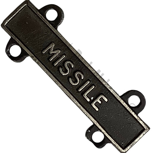 Military Qualification Bar, Missile, 1/2"H x 1"W, Silver Text, Black Background
