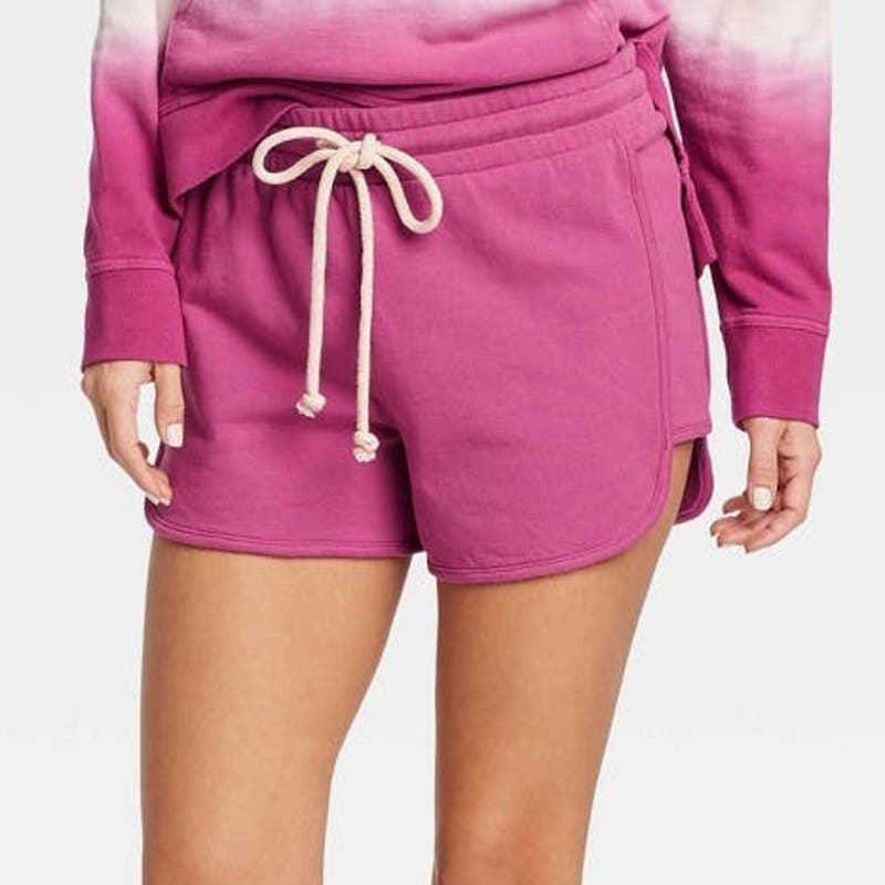Universal Thread Women's Mid-Rise French Terry Pull-On Shorts - Large, Pink