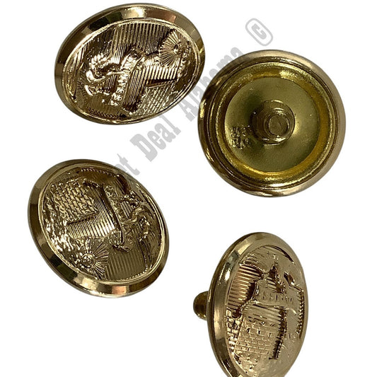 4-PK Waterbury  Brass WWII Era Essayons Corps Screw-On Buttons, 5/8"
