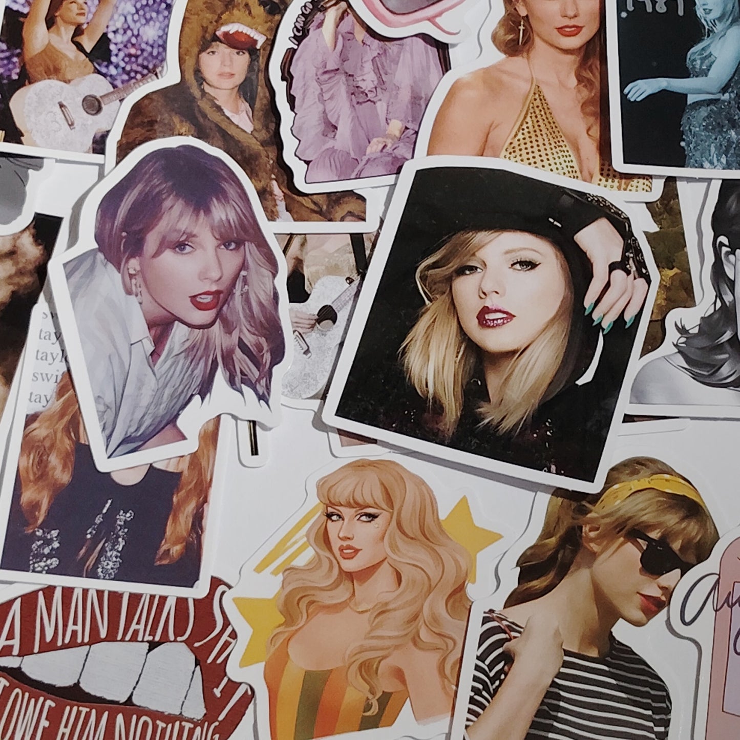 Lot of 100 Assorted Taylor Swift Pop‑Style Stickers Pictured for Scrapbooking & Crafts