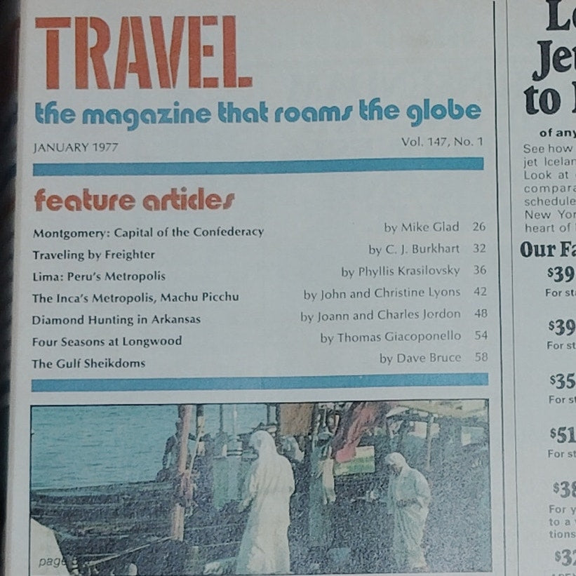 Travel Magazine January 1972 - The Magazine That Roams the Globe, Vintage Collectible