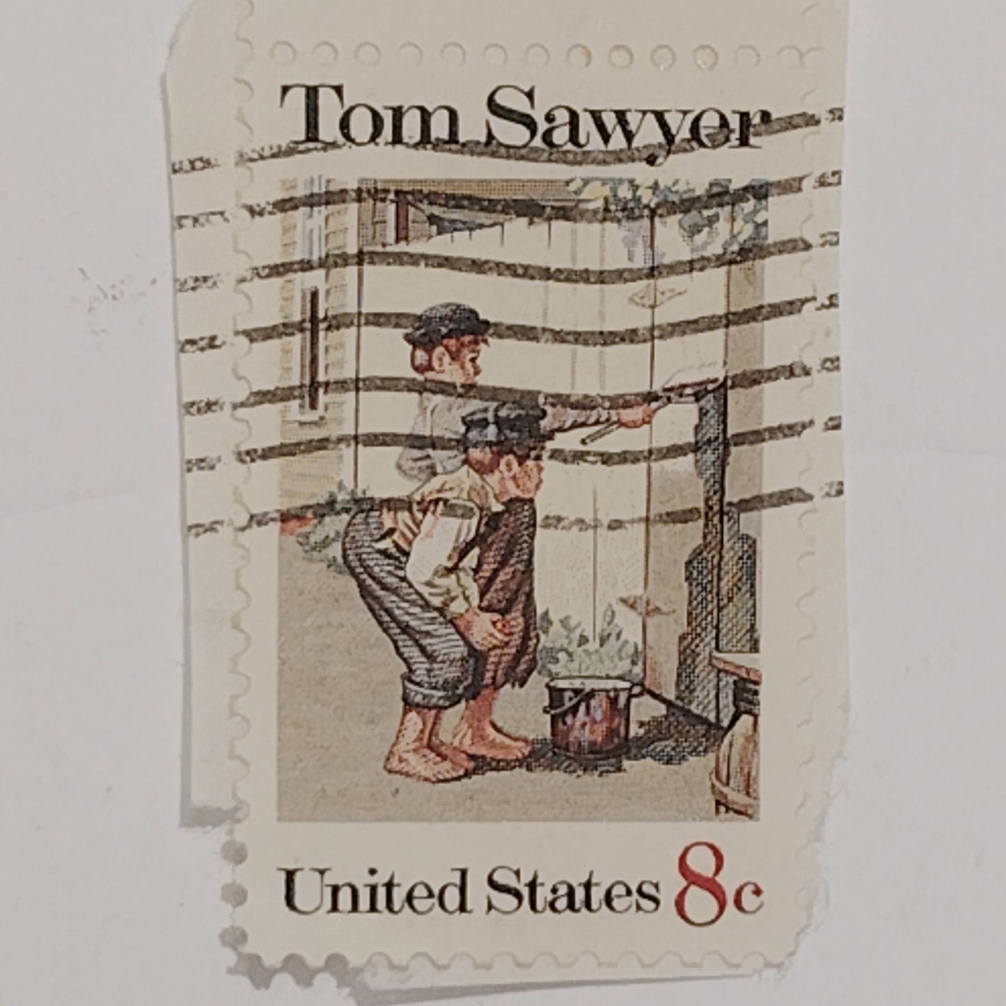 1972 Tom Sawyer Stamps – 8¢  Lot of 2 Used – Scott #1470 – Rockwell Art