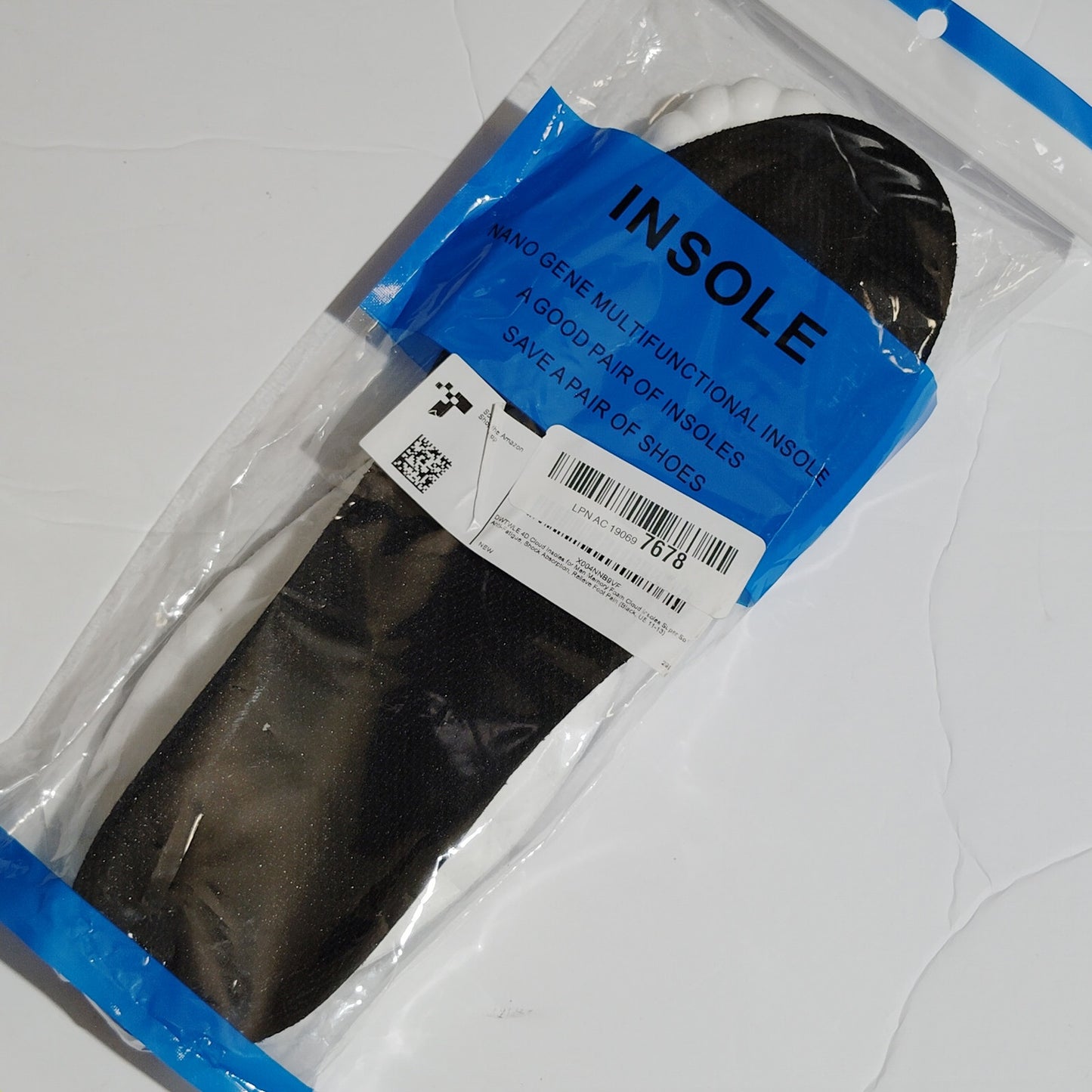 4D Cloud Insoles Memory Foam Arch Support Shock‑Absorbing L Men 11‑13 Black