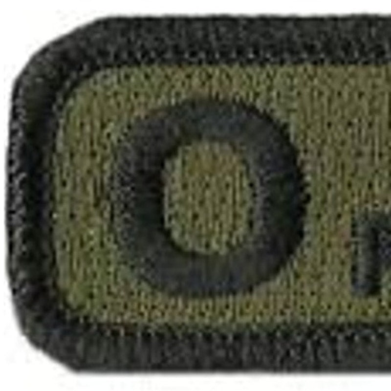 O+ POS Blood Type Patch Black on Green 2 × 1 Hook‑Back