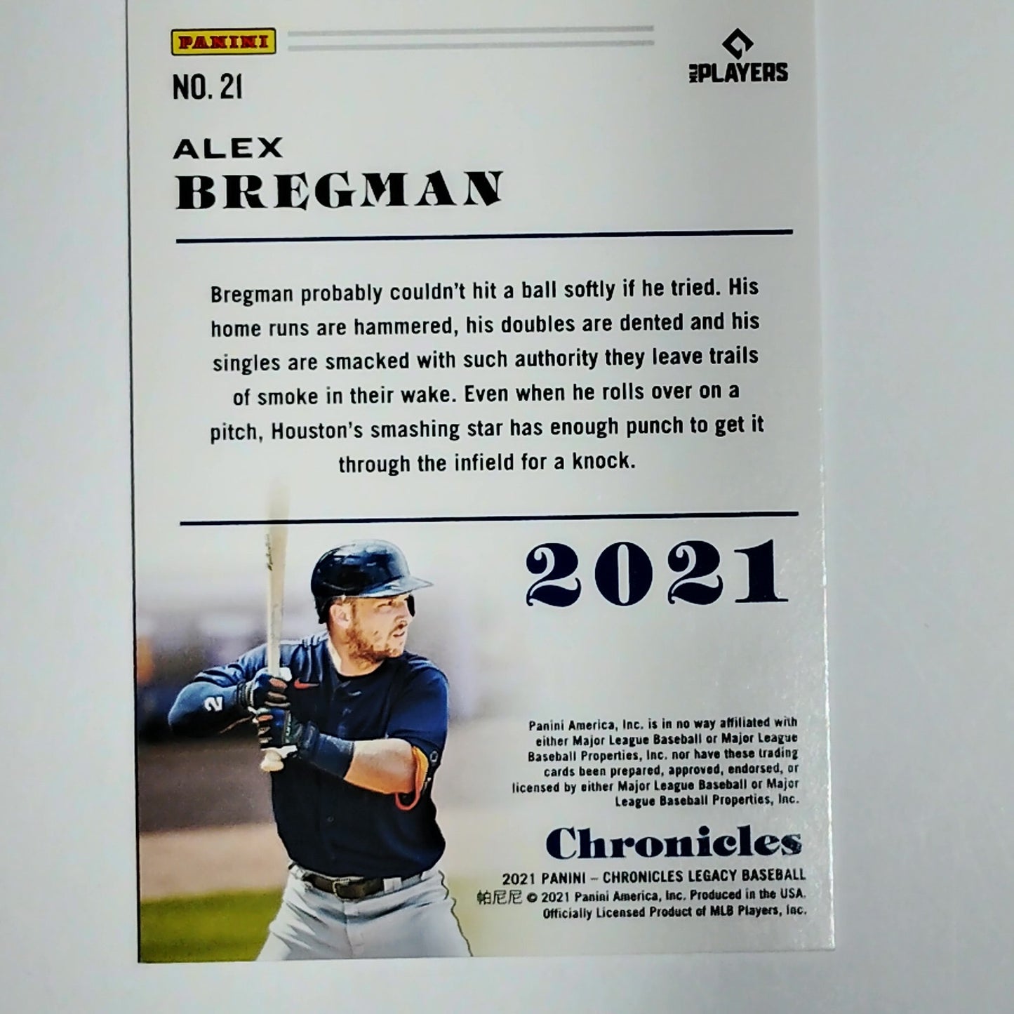 2021 Panini Chronicles Alex Bregman Card #21 Houston Astros 3B VG/EX