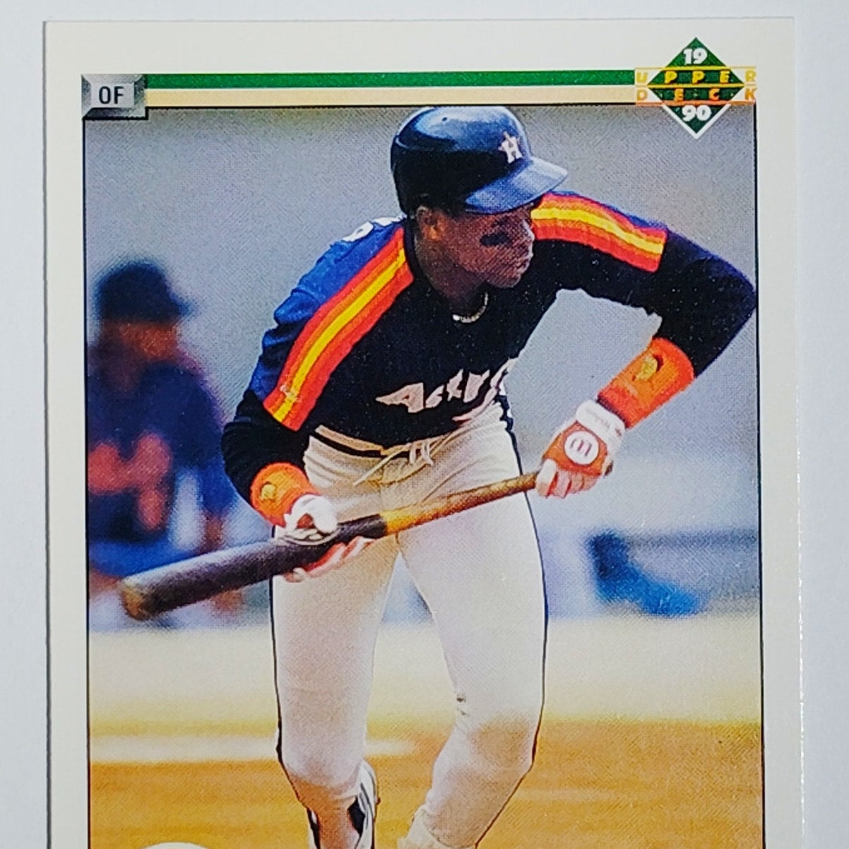 1990 Upper Deck Gerald Young #196 Houston Astros Outfielder Bunting Action - VG/EX