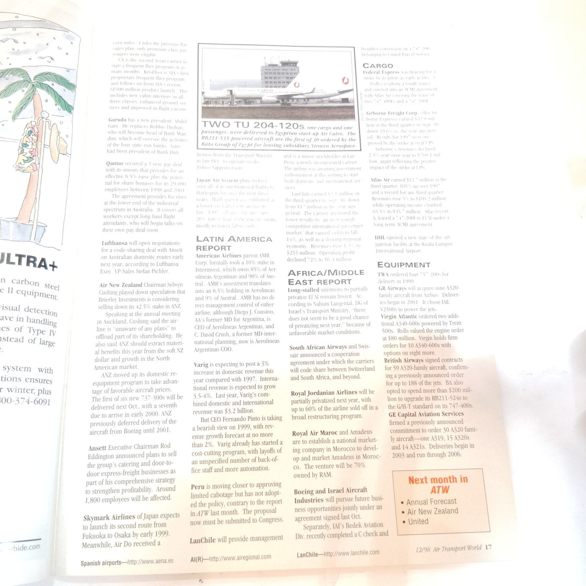 Air Transport World Magazine December 1998 - Vintage Aviation Leasing & Finance