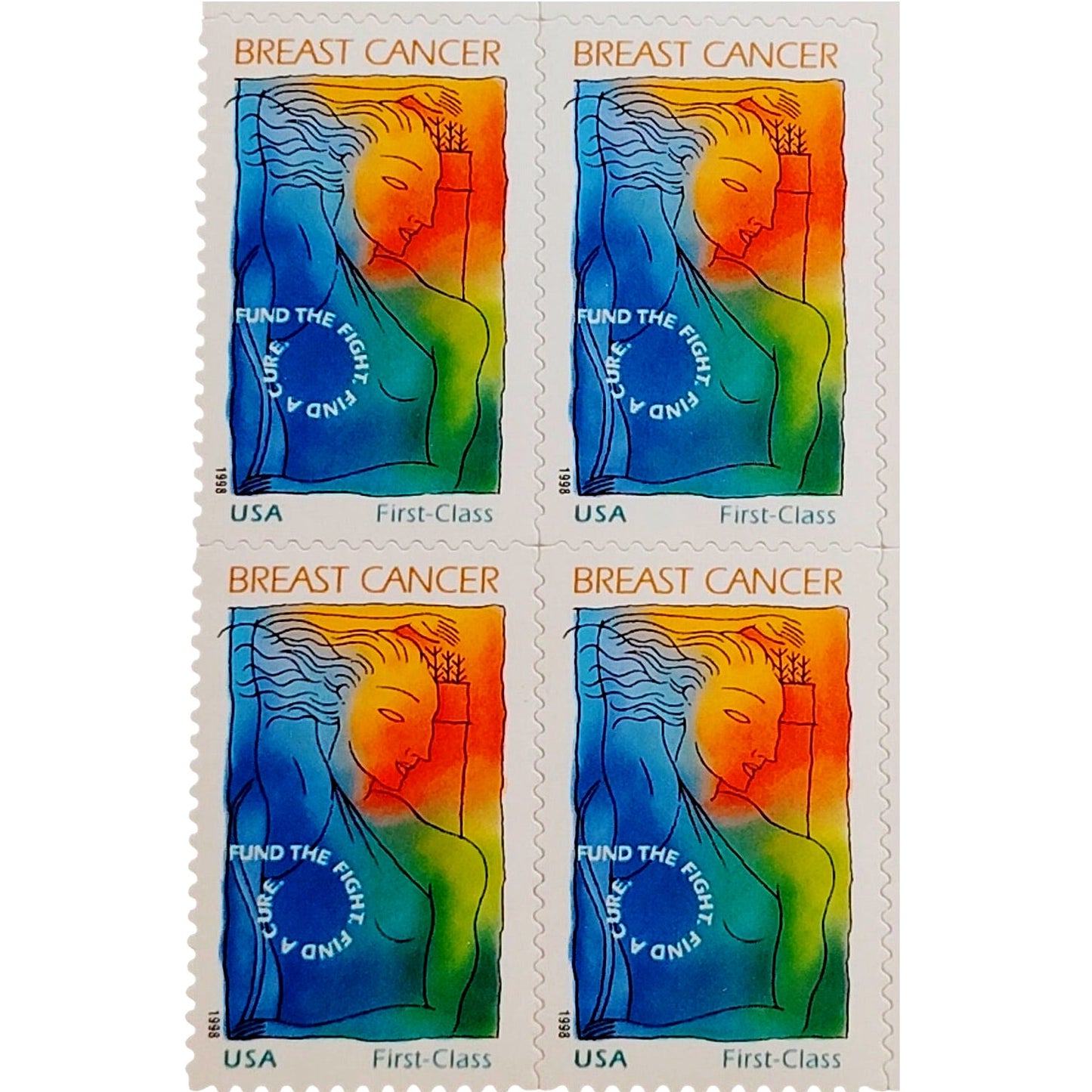 Block of 4 – 1998 USA 32¢ Breast Cancer Research MNH Scott B1 Semipostal