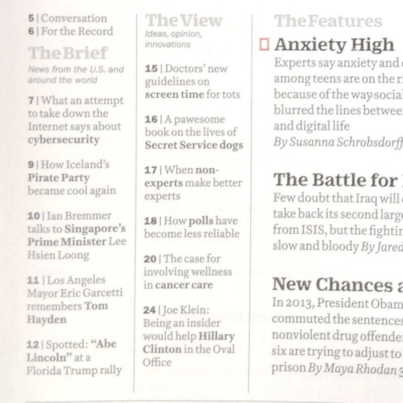 Time Magazine Nov. 7 2016 Teen Anxiety Depression, Mel Gibson's Hacksaw Ridge