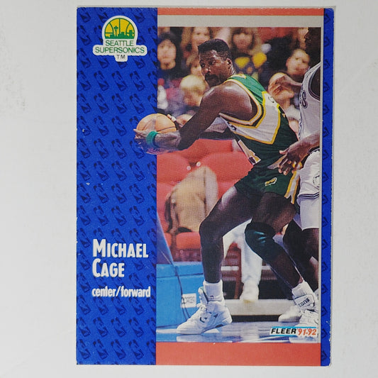 1991–92 Fleer Michael Cage #358 – Seattle SuperSonics – Forward – VG/EX