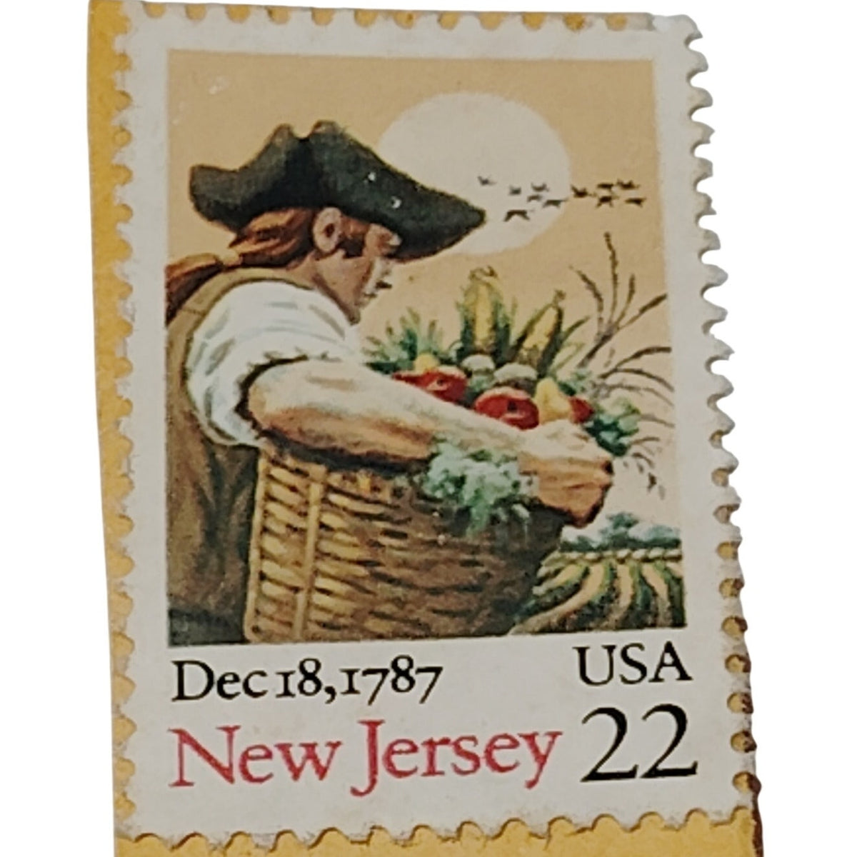 1987 US 22 Cent New Jersey Statehood Stamp - Bicentenary Series, Unused