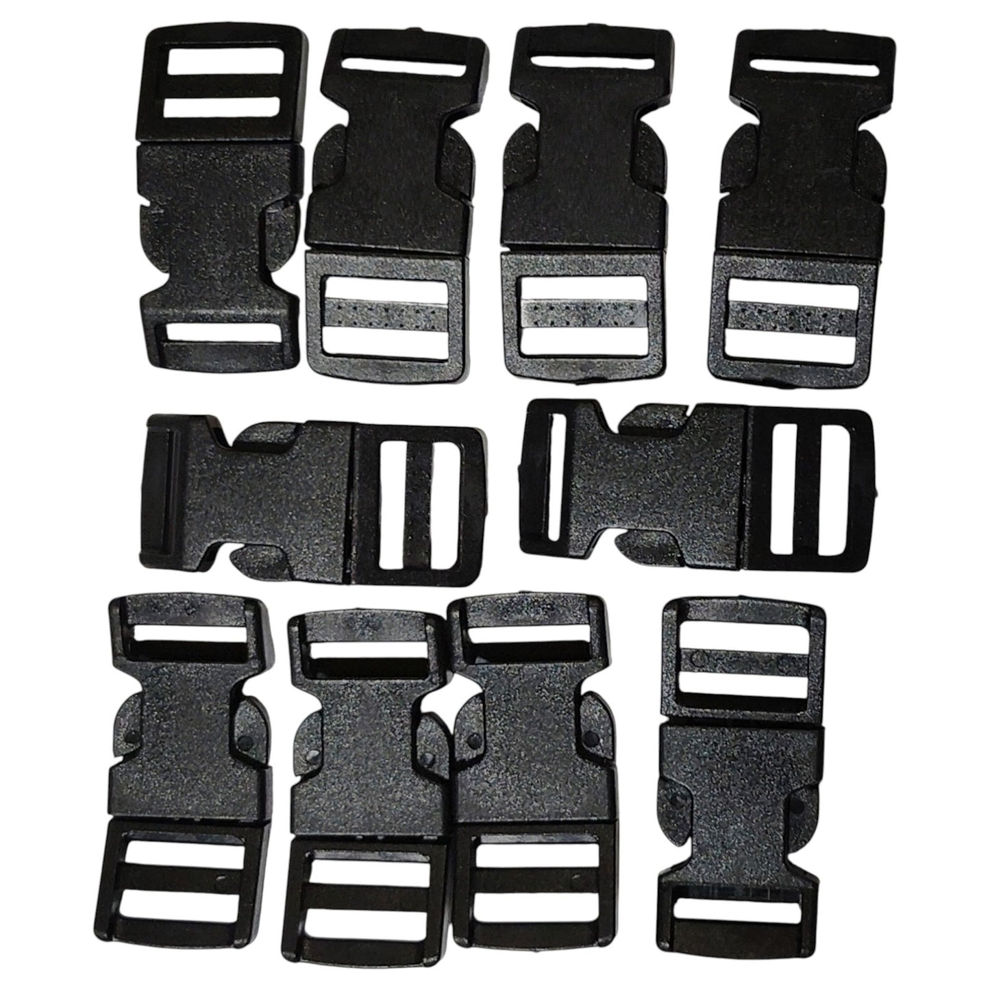 10pk Black 5/8" Curved Side-Release Buckles – Quick-Clip for Paracord & Webbing