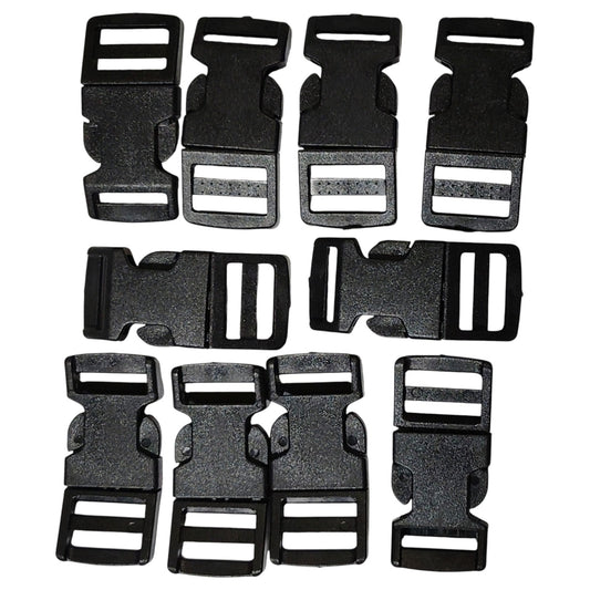10pk Black 5/8" Curved Side-Release Buckles – Quick-Clip for Paracord & Webbing