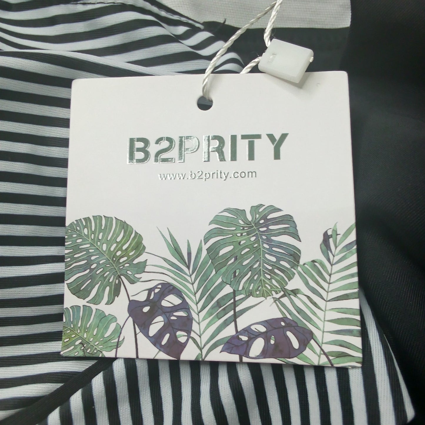 B2PRITY Criss Cross V Neck One Piece Swimsuit Tummy Control Black White Medium
