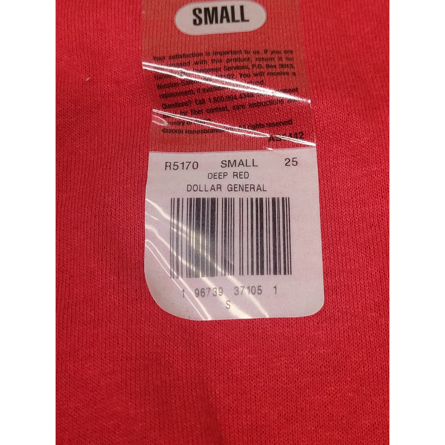 Men's Hanes T-Shirt, Undershirt, Red, Size Small, 100% Cotton