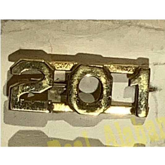 Early/Mid 1900s Brass C-Clasp Number "201" Collar Device 3/8"H Hat / Lapel Pin