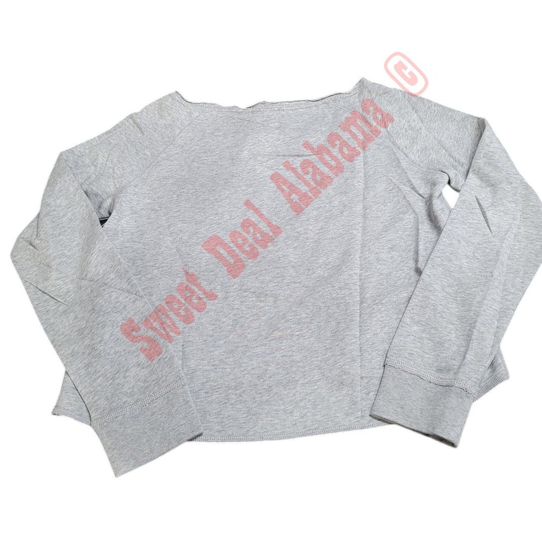 Aeropostale Women's L/S Crop, "Heart" Graphic Gray, Med. 36-38" Bust 20" Length