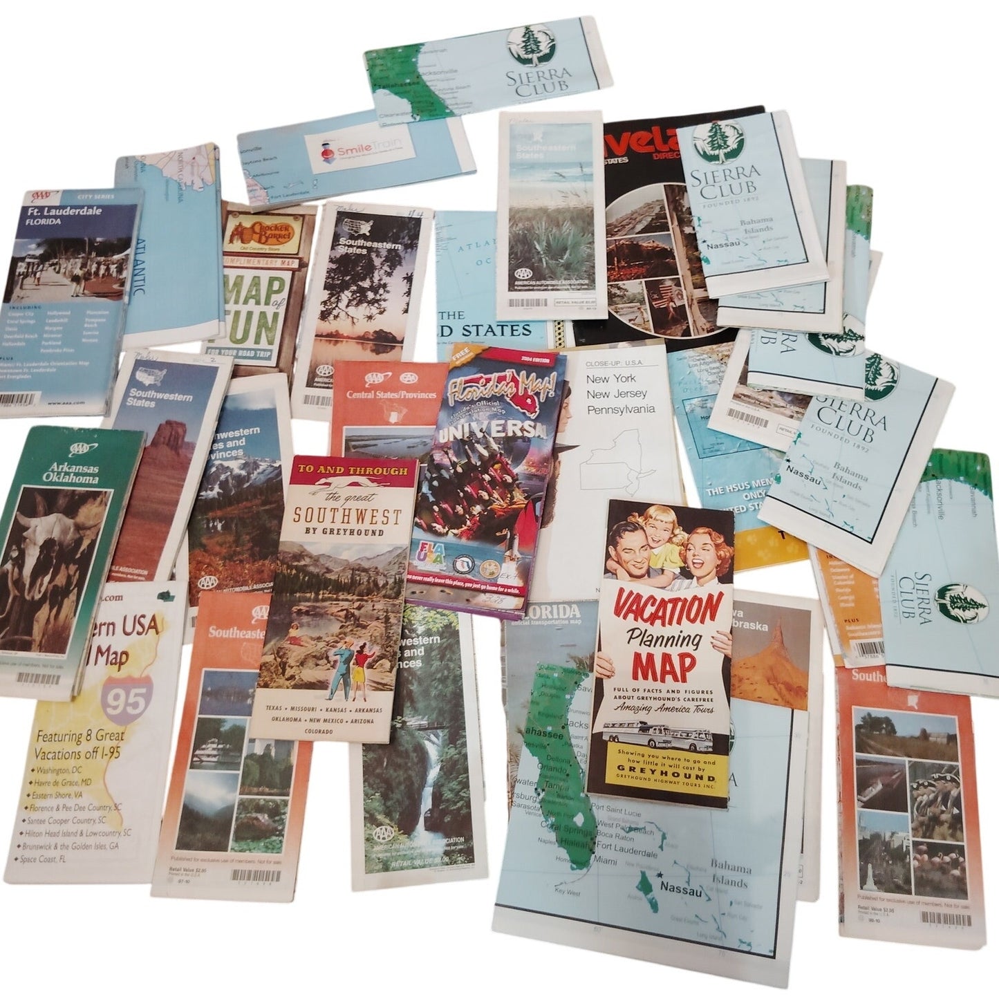 1950s–1970s USA Travel Maps Ephemera Lot Greyhound AAA Sierra Club 3‑1/4 Lbs