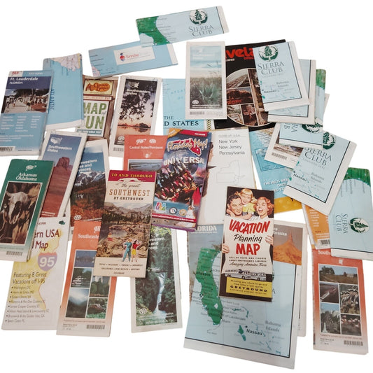 1950s–1970s USA Travel Maps Ephemera Lot Greyhound AAA Sierra Club 3‑1/4 Lbs