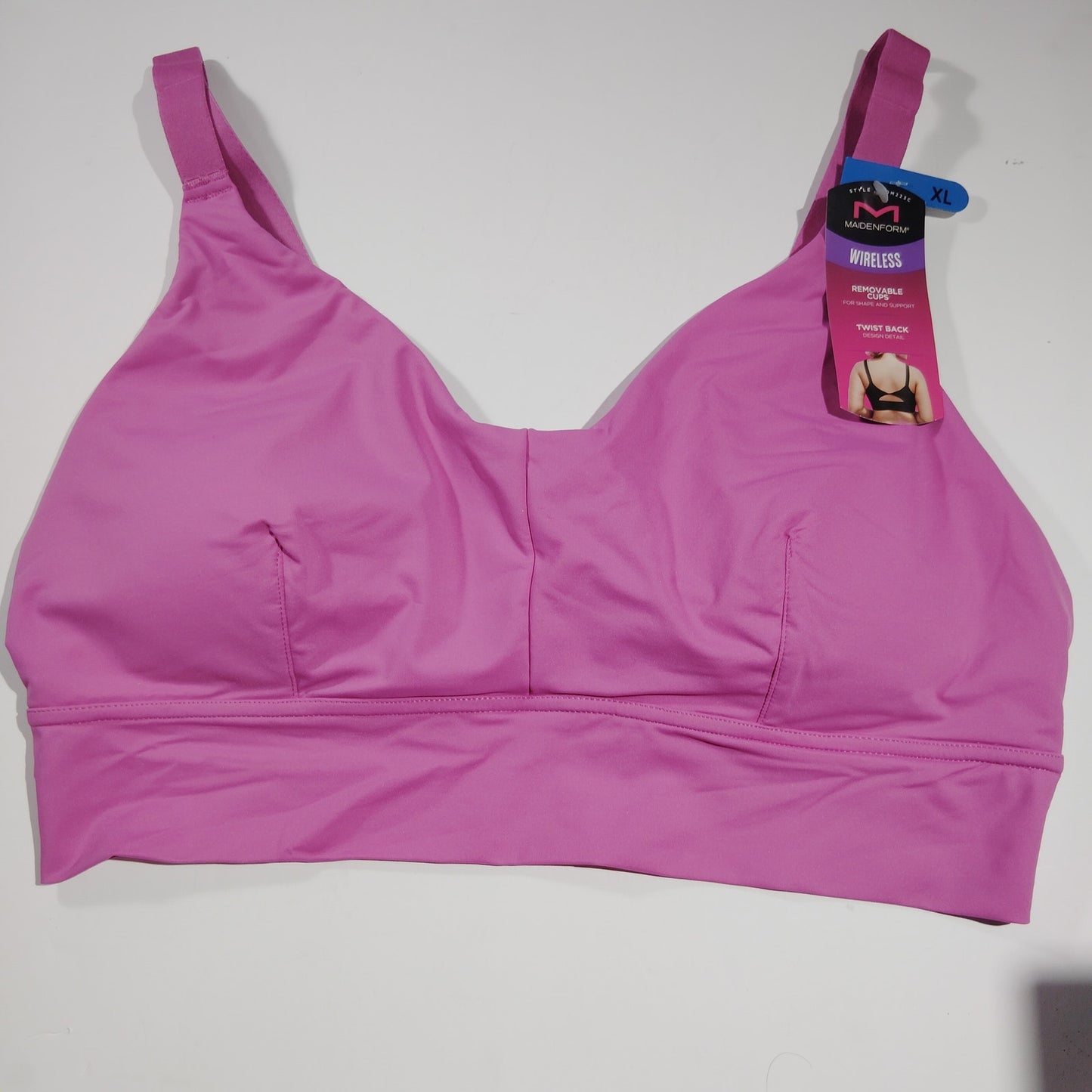Maidenform Pure Comfort Cropped Cami Bra – Medium Pink – Size XL – Wireless