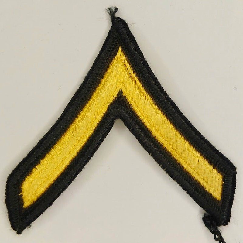 US Army Private E‑2 Rank Chevron Gold on Dark Green Single Sew‑On
