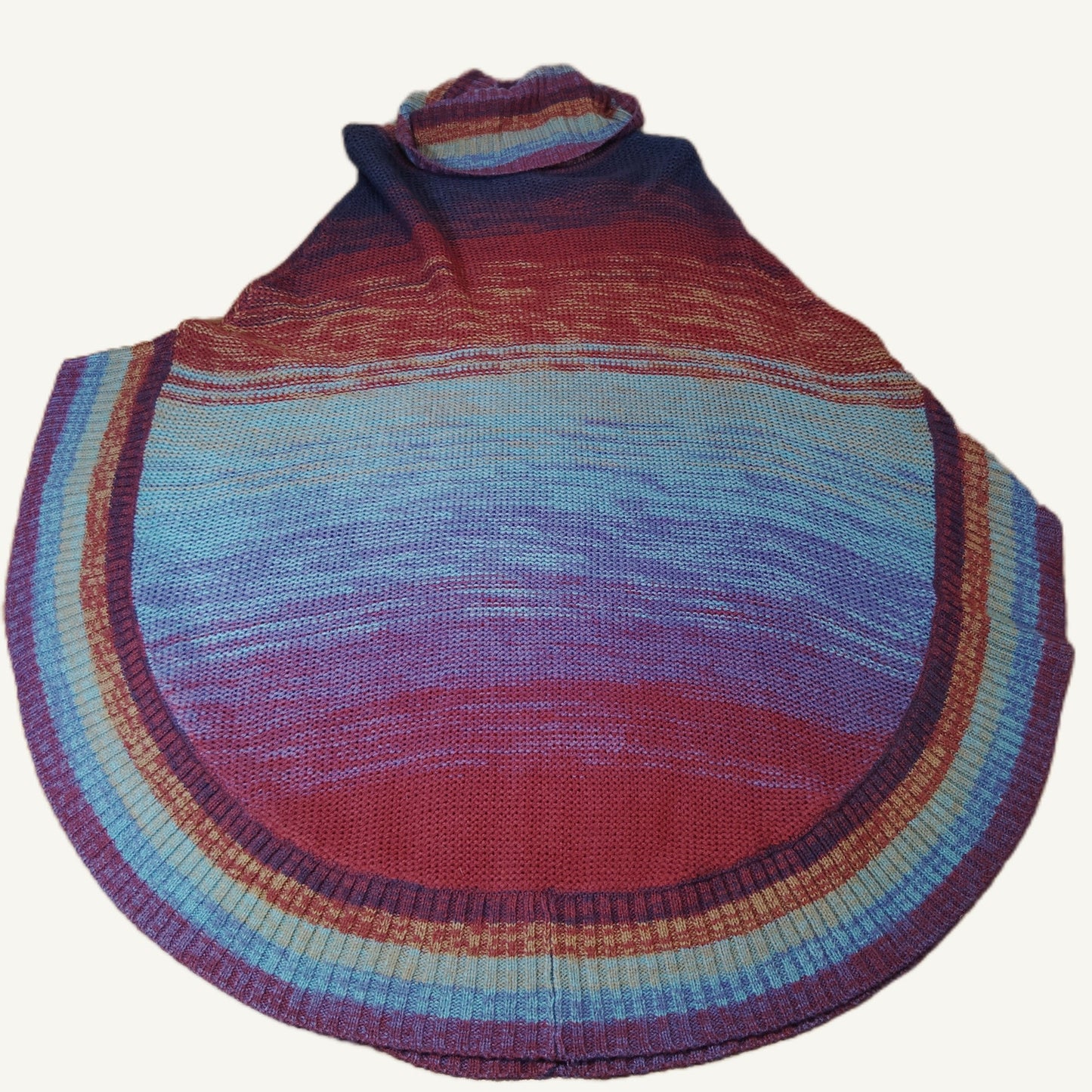Crystal Kobe Women's Ombre Cowl Neck Pullover Cape - Red/Blue, One Size