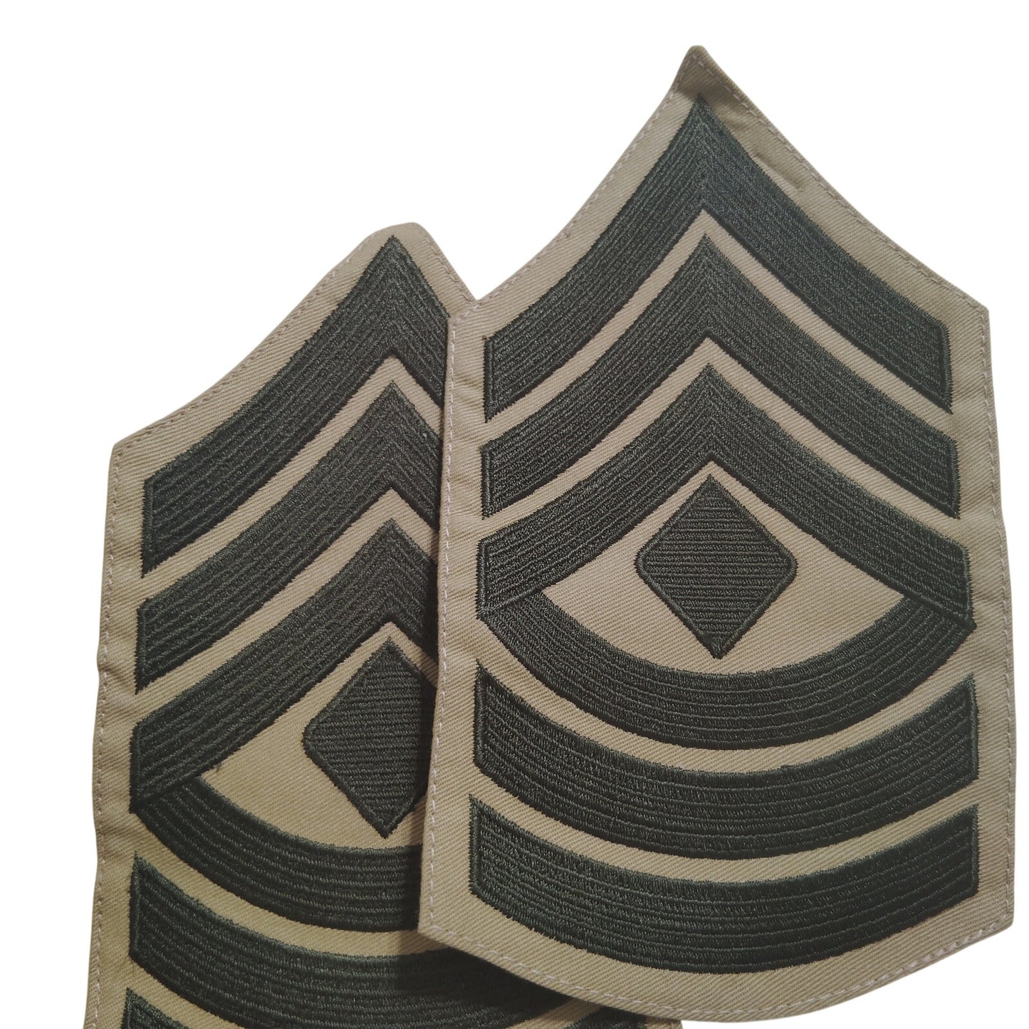 USMC First Sergeant E‑8 Female Green on Khaki Chevrons 4‑3/8" Sew‑On Pair