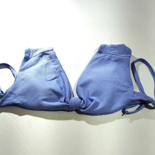 ZAFUL Women’s Textured Knot‑Front Bikini Top – Blue – Small (Size 4) – NWOT
