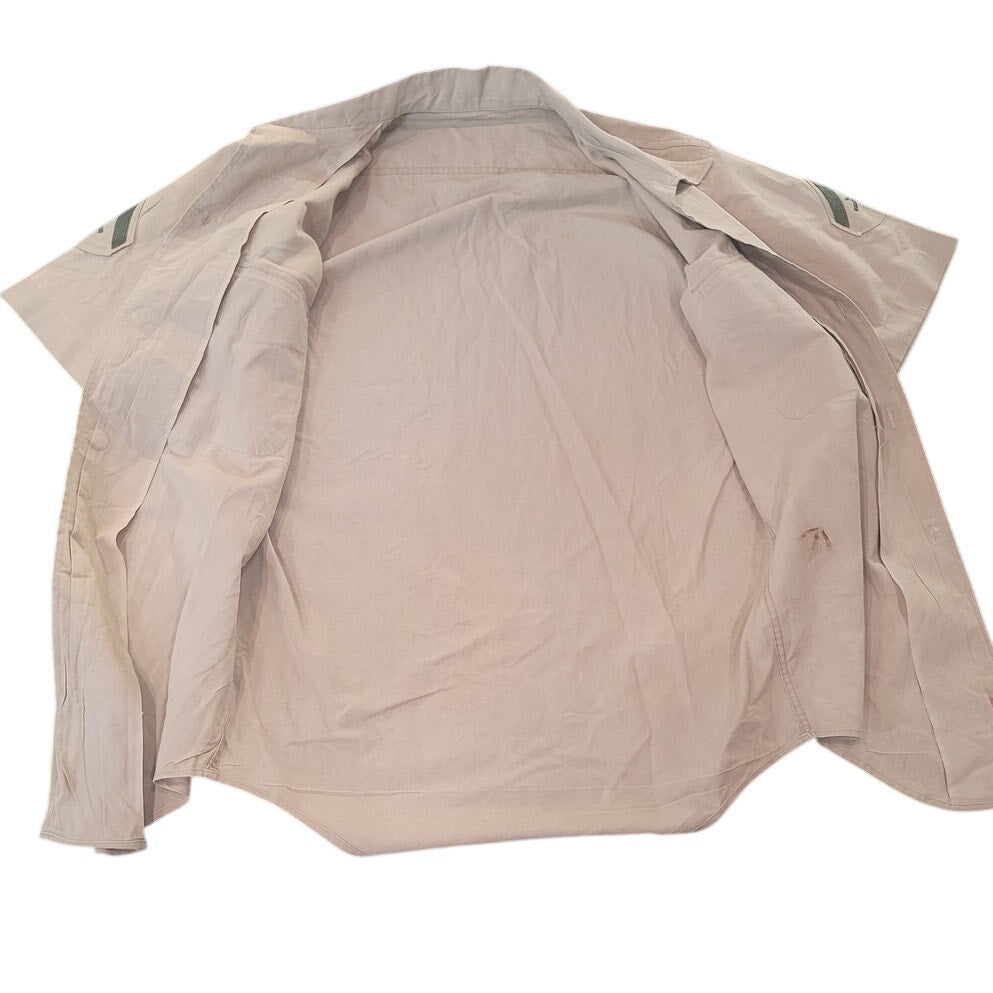 Korean War Era Military Lance Corporal Khaki Service Shirt, S/S, Small, 14½ Neck