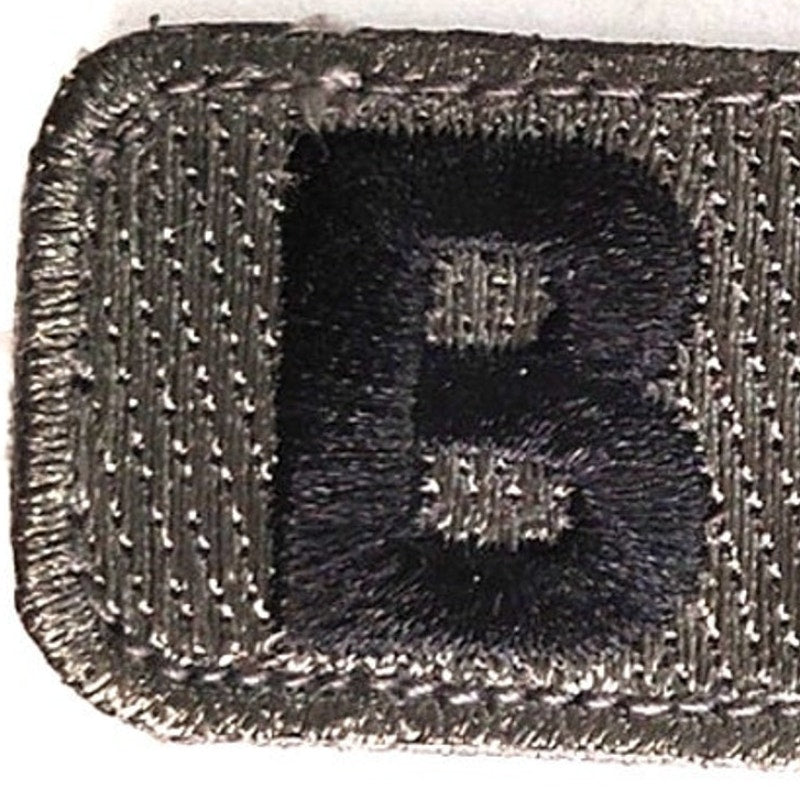B‑ NEG Blood Type Novelty Patch ACU Black on Silver 2" × 1" Hook Back