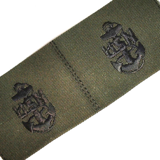 Vintage US Navy E‑7 Chief Petty Officer Subdued Collar Devices 1" Sew‑On Pair