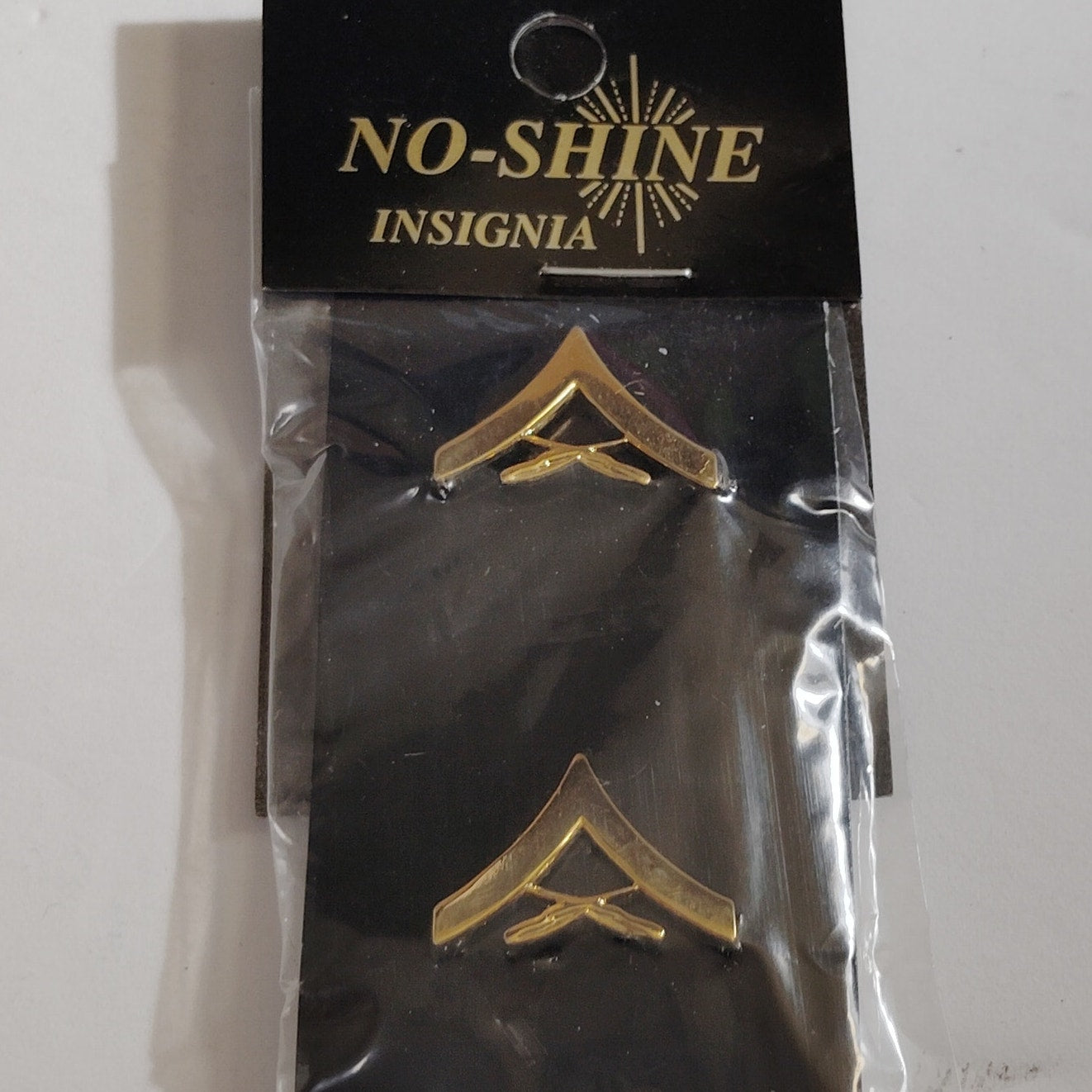 USMC Lance Corporal E‑3 No‑Shine Gold Rank Insignia novelty Pins 7/8" × 5/8"