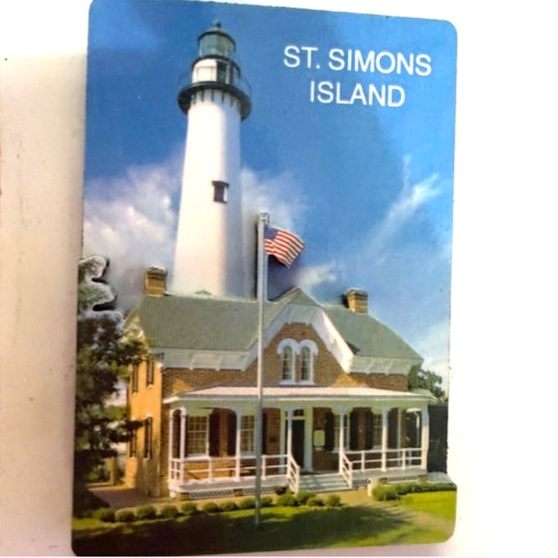 St. Simons Island Lighthouse 3D Layered Magnet Keeper’s Dwelling 3" × 2‑1/4"