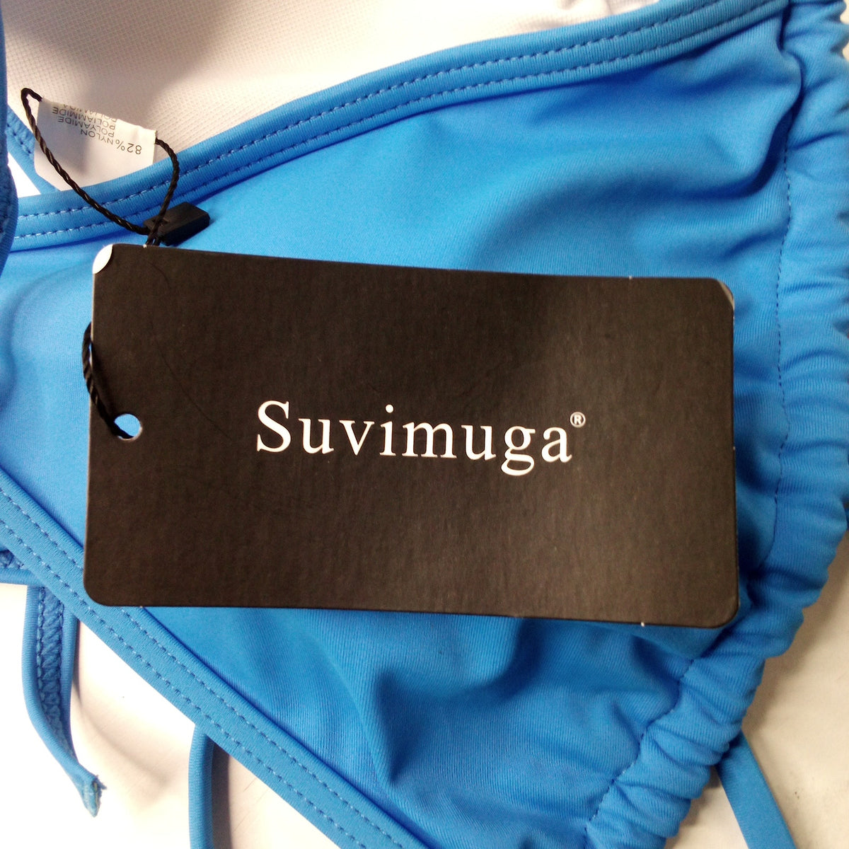 Suvimuga Blue Triangle Bikini Top Size XL Halter Tie Padded Swim Top NWT