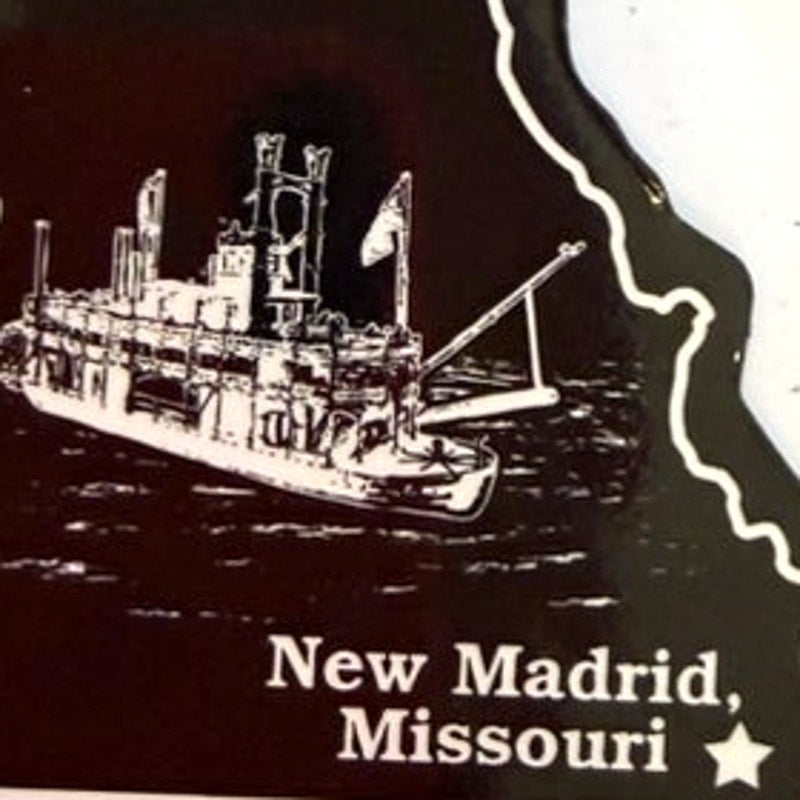 New Madrid Missouri Steamboat Silhouette Magnet State Outline 3" × 3"
