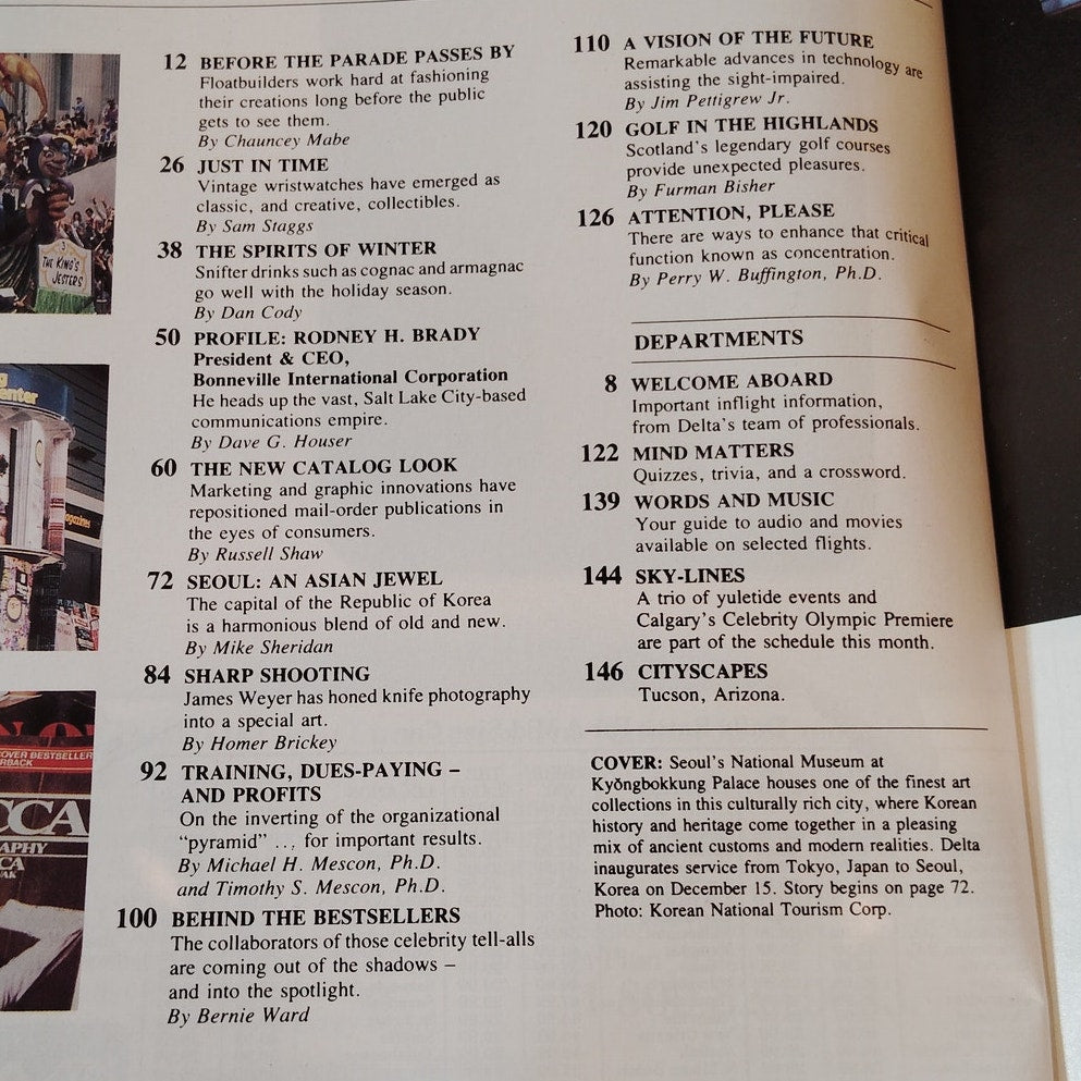 Delta SKY In-Flight Magazine December 1987 - Seoul, Korea Commemoration Edition