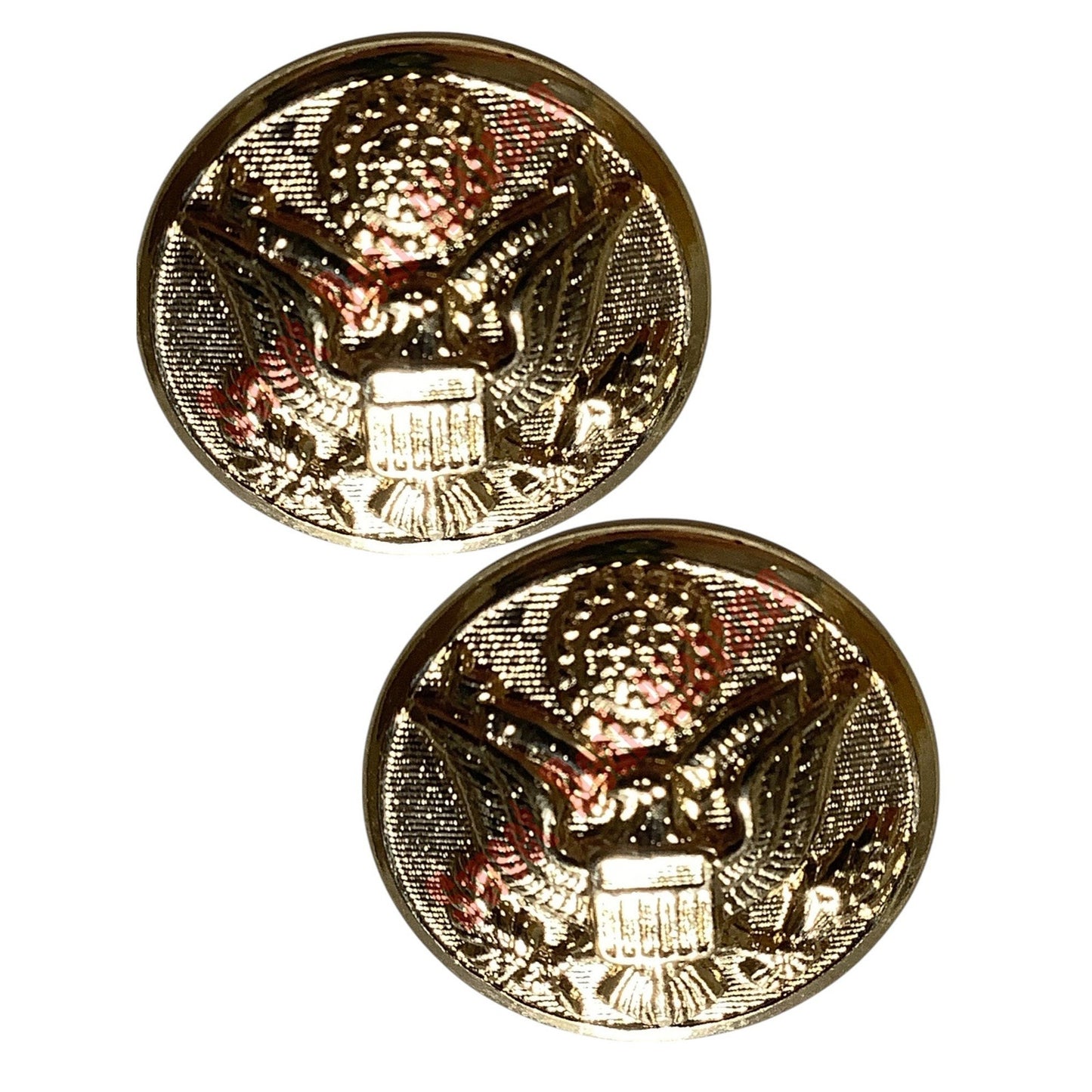2-PK Brass Buttons w/ Eagle Seal, 7/8"D, Bright Polished Finish