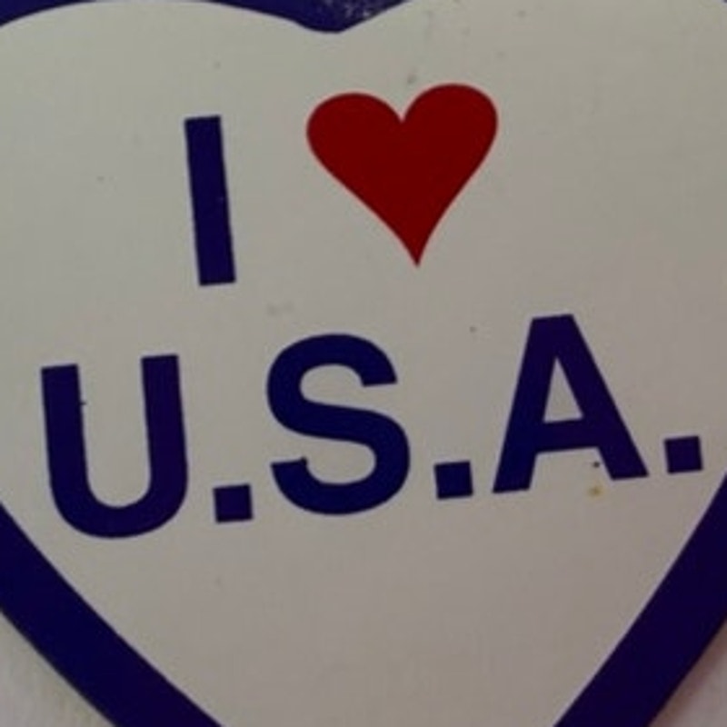 I Love USA Heart‑Shaped Patriotic Flexible Magnet Red White Blue 2‑1/4"
