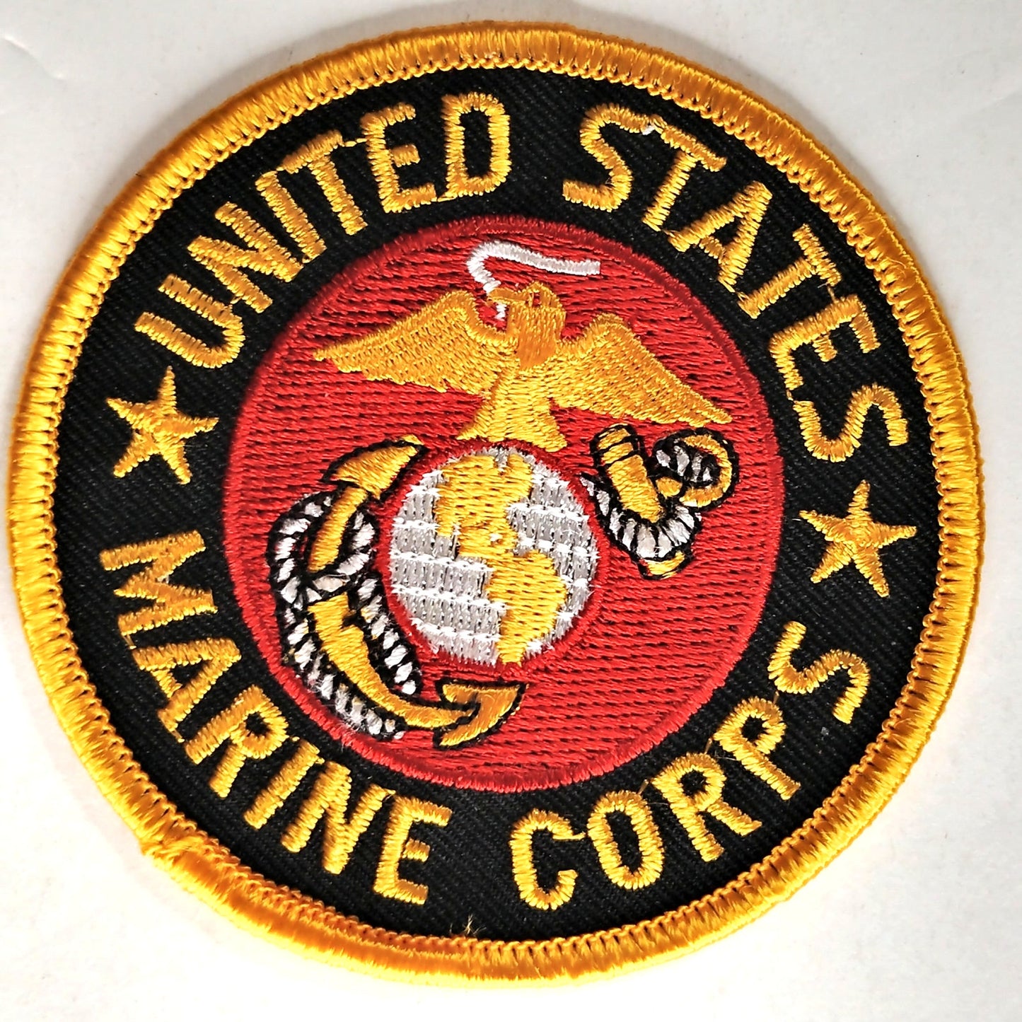 USMC Eagle Globe Anchor Patch Embroidered Red Gold 3" Round