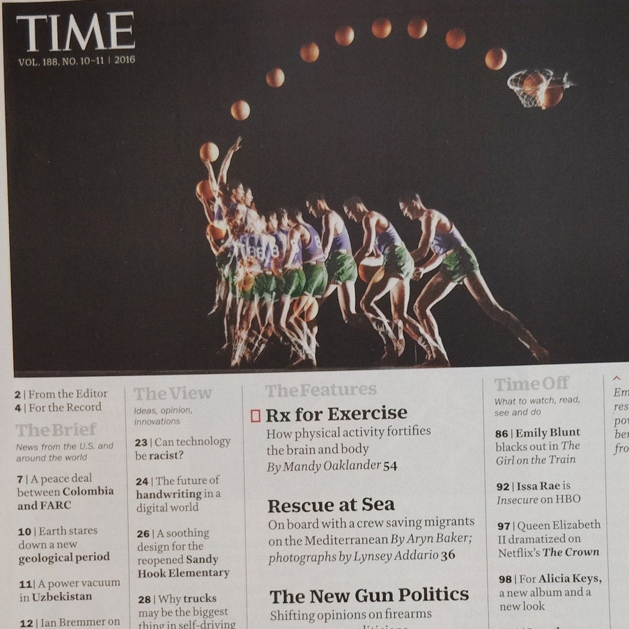 TIME Magazine Sept 12/19 2016 The Exercise Cure Back Issue Red Border Fitness