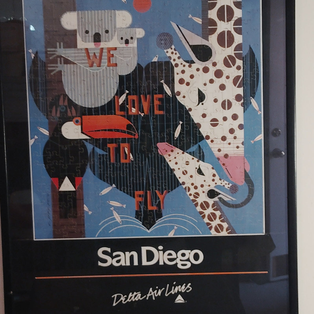 Charley Harper Delta San Diego Zoo We Love To Fly Framed Puzzle 29x23