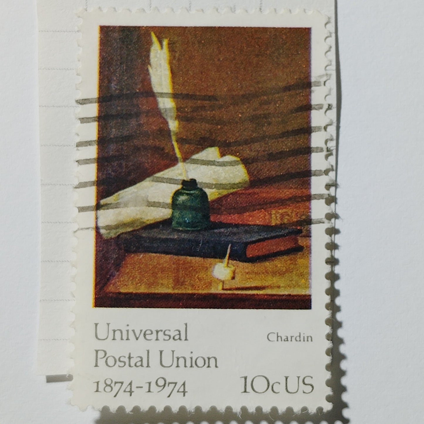 1974 US Postage Stamp Scott #1535 10c Chardin Inkwell & Quill Used Canceled