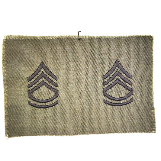 Vintage US Army Staff Sergeant E6 SSG Subdued Cloth Collar Insignia Rank Pair