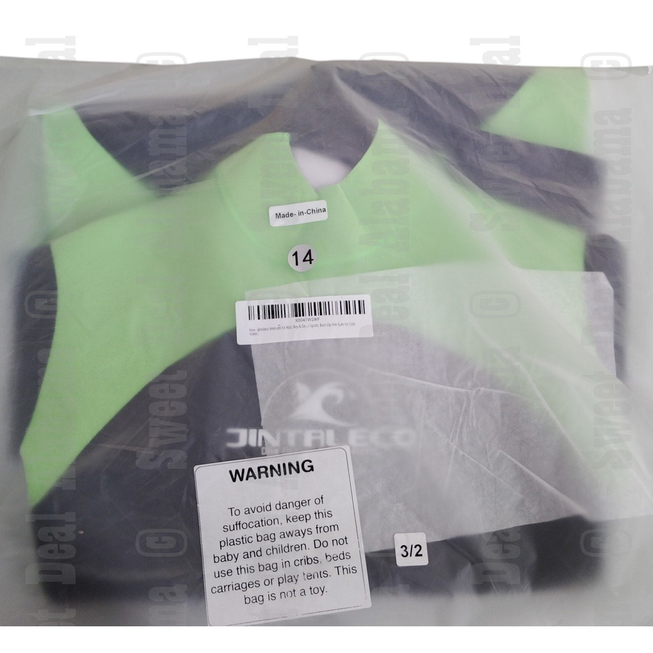 Unisex Kids Full Wetsuit, 14, 3/2mm Neoprene Wet Suit for Diving Surfing Scuba