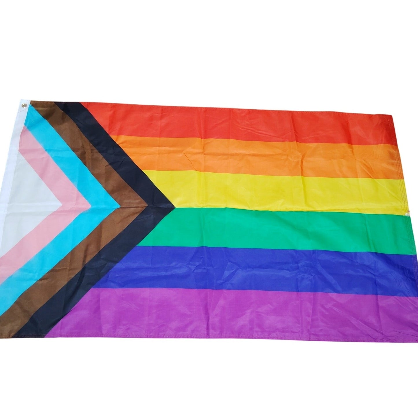 Progress Pride Flag 3×5 ft Double‑Sided HD Nylon with Canvas Header & Grommets