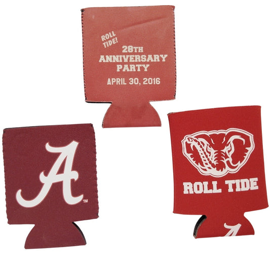 Lot of 3 Vintage Alabama Crimson Tide Can/Bottle Koozies – Assorted Styles – NCAA Fan Gear