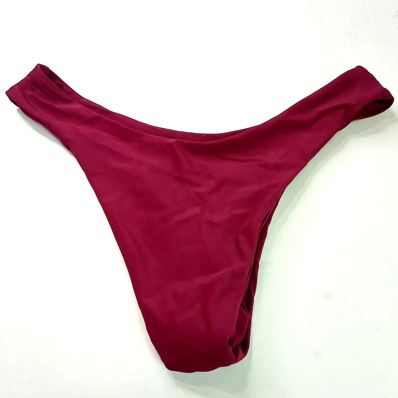 Zaful Wine Red High Cut Brazilian Bikini Bottoms Women’s Swimwear, Small (US 4)