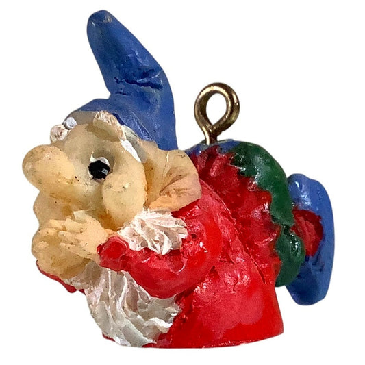 Vintage Miniature Wooden Gnome Figurine, Turned Ornament, 1-1/8"H x 1-1/2"L