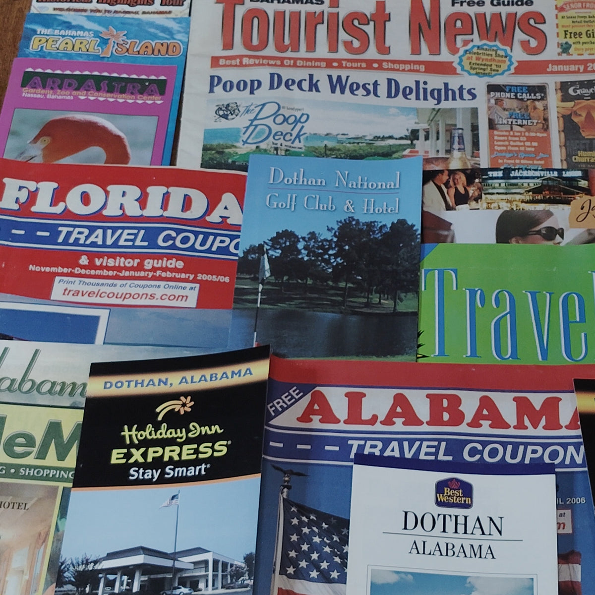 2006 Bahamas & Alabama Travel Ephemera Lot – Brochures, Guides & Souvenirs